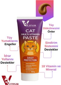 Resim VETIXIR Kediler İçin ve Tüy Yumağı Önleyici Multivitamin Macun Kedi Multivitamin Paste 100gr 