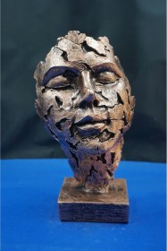 Resim Özel Tasarım Dekoratif Yüz Heykel Biblo Ev Dekor & Hediyelik Aksesuar 25 Cm Bronz 