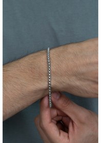 Resim Yuvarlak Kibar Erkek Çelik Zincir Bileklik 4 Mm 21 Cm Eck07B 