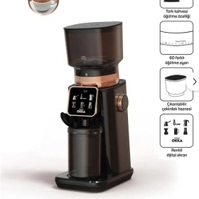 Resim Arzum OK0044 Okka Master Grind Kahve Öğütücü, 60 Öğütme Ayarlı, Dijital Ekranlı, Bakır 