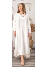 Resim Bone Club Bone 5933 Mikro Müslim Lohusa Gecelik Sabahlık Takım Ekru 