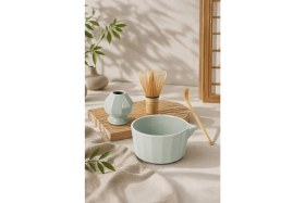 Resim Chavin 4lü Matcha Set Kase Kaşık Whisk Tutucu Bambu Whisk Çırpıcı ve Bambu Kaşık MT248 