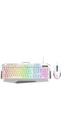 Resim Rampage Km-34 Glare Beyaz USB Rgb Aydınlatmalı Q 12800 Dpı Mouse Gaming Oyuncu Klavye Set 