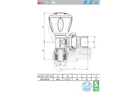 Resim E.C.A Eca Köşe Radyatör Vanası 2 Adet Pex Rv3 1/2''X16 mm 602120721 