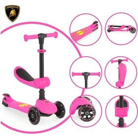 Resim Lisanslı L5 2in1 Katlanabilir Oturaklı Işıklı 3 Tekerlekli Çocuk Scooter Mavi 