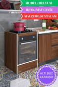 Resim Kenzlife Ankastre Fırın Modülü Kabini Helyum Mat Ceviz Suntalam 85(Y)*60(G)*57(D)ocak Dolabı Kapaksız Ayaksız 