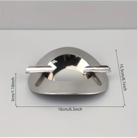 Resim Chuangyinshop 1pc Büyük Paslanmaz Çelik Silvery Portatif Masaüstü Kül Tablası Yuvarlak Tasarım 