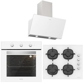 Resim Silverline BO6503W01 - CS5343W01 - 3457 Soho 60 Beyaz Cam Ankastre Set 