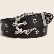 Resim Vintage Punk Metal Kemer - Ağır Hizmet Siyah Metalik Aksanlı - Erkek ve Kadınlar için Unisex Keskin Bel Zinciri - Gotik, Düğün, Parti, Günlük Giyim Aksesuarı - Punk Rock İfadesi Kemeri, Gündelik Kullanım Kemeri, Çivili Detaylı Rustik Tasarım 