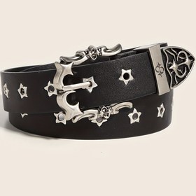 Resim Vintage Punk Metal Kemer - Ağır Hizmet Siyah Metalik Aksanlı - Erkek ve Kadınlar için Unisex Keskin Bel Zinciri - Gotik, Düğün, Parti, Günlük Giyim Aksesuarı - Punk Rock İfadesi Kemeri, Gündelik Kullanım Kemeri, Çivili Detaylı Rustik Tasarım 