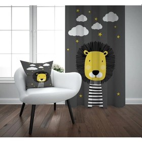 Resim Yıldızlı Bulutlu Kral Aslan Çocuk Oda Tek Kanat Fon Perde 
