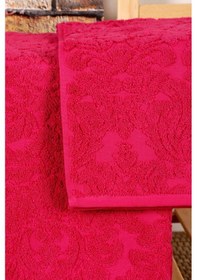 Resim Mira Home 2 Parça Jakarlı Banyo Havlu Takımı Doku Desen Fuşya Çok Renkli 