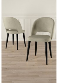 Resim Canisa Pane Serisi 2 Adet Krem Mutfak Sandalyesi Babyface Kumaş Siyah Ayak Krem Sandalye Siyah Ayak 