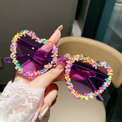 Resim 1 adet Kalp Şeklinde Şeker Renkli Moda Gözlük - Mor ve Pembe Konfeti Detayları ile, Partiler, Müzik Festivalleri ve Tatil Kutlamaları için Mükemmel, Sonbahar, Kış ve Günlük Kıyafetler için Trendy Aksesuar, Şenlikli Gözlük | Kalp Şeklinde Gözlük | Polikarbonik Lensler, Sevimli Gözlükler, Pil Olmadan 