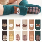 Resim Bebekler ve Yürümeye Başlayan Çocuklar İçin 6 Çift Geniş Alanlı Nokta Yapışkanlı Trampo Socks, Sevimli Çizgi Film Desenleri, Kaymaz Zemin Çorapları Erkek Çocuklar İçin Ve Çizgi Film Düz Çoraplar. 