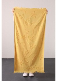 Resim Favora Trend %100 Pamuk Kabartmalı Plaj Havlusu - Sarı 