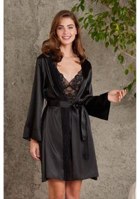 Resim Pierre Cardin Saten Dörtlü Gelin Çeyiz Seti Siyah 7015 001 