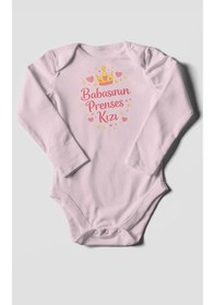 Resim Morivokids Babasının Prenses Kızı Uzun Kollu Çıtçıtlı Bebek Body Bebe Pembe 