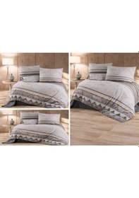 Resim Vionetta Pamuklu Lastikli Çarşaflı 2 Yastıklı Tek Kişilik Nevresim Takımı Altın-gri 