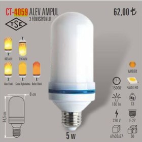 Resim Cata Ct-4059 5 Watt Alev Ampul 3 Fonksiyonlu Tse'Li 