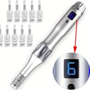Resim 1 Adet Dermapen Ultima-X3 Kalem, 10 Adet Nano-RD 0.15mm Kartuş ve 6 Seviye Hız Ayarı ile USB Şarj Özellikli 