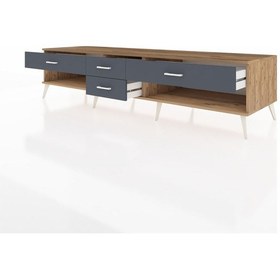 Resim Kronos Tv Ünitesi 4 Çekmeceli 220x59x51 Çam-çam/antrasit Atlas Çam/antrasıt - Atlas Çam 
