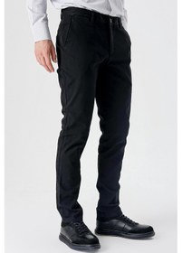 Resim İmza Siyah Armürlü %100 Pamuk Yan Cepli Slim Fit Dar Kesim Casual Pantolon 1003235117-siyah Siyah 