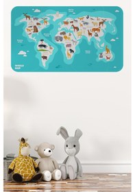 Resim Eğitici Dünya Haritası Dünya Atlası Çocuk Ve Bebek Odası Duvar Sticker-60x105-3785 - Renkli Çok Renkli 