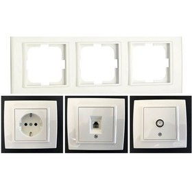 Resim Mina Beyaz Üçlü Set - Tv - Nümeris Telefon - Topraklı Priz 