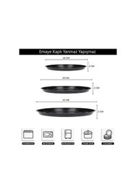 Resim Kapris 3 Lü Emaye Pizza Fırın Tepsi Seti 26-29-32 Cm Kap-536 Siyah 