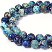 Resim 35 adet 8mm Doğal Mavi İmparator Jasper Boncuk - DIY Takı Yapımı, Bileklikler, Kolyeler ve Tatil Hediyeleri için Cilalı Yuvarlak Gevşek Taşlar, Takı Yapımı Boncukları, El Sanatları Boncuk Malzemeleri, Zarif Boncuk Tasarımı, Yüksek Kaliteli Boncuklar 