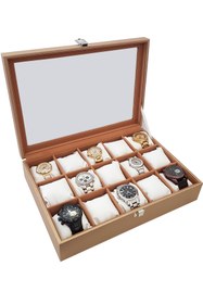 Resim Chavin 15 li Diamond Gold Deri Ahşap Camlı Saat Kutusu st15-57 