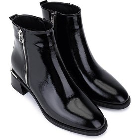 Resim Tamer Tanca Kadın Hakiki Deri Siyah Rugan Topuklu Bot 488 4001 Bn Bot Sk25-26 Sıyah Rgn Siyah 