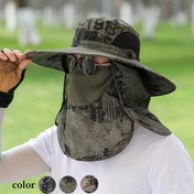 Resim Erkekler için Güneş Korumalı, Soluklu, Yüz ve Boyun Kapsamı, Polyester 100%, Tatil Stili, Dokuma, Esnek Olmayan Kumaş, Elle Yıkanabilir, Dağcılık, Balıkçılık, Açık Hava Aktiviteleri için Tam Yüz ve Boyun Kapsamı Breathable Bucket Şapka 