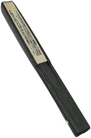 Resim Çin Bambu Keten Kumaş Yelpaze 03BSC Siyah Büyük Boy 60cm No.3S 