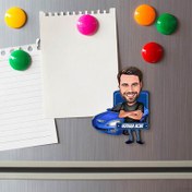 Resim Mavi Spor Arabalı Erkek Karikatürlü Buzdolabı Magneti 
