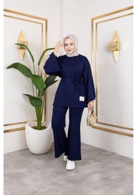 Resim Nevayla Moda Mevsimlik Modal Kumaş Takım - T114 Lacivert 