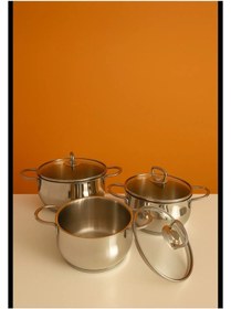 Resim Yunusoğlu Home Paslanmaz Çelik 6 Parça Tencere Güveç Seti 