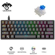 Resim Valkyrie Leaven K620 Blue Switch Mekanik Gaming Oyun Klavyesi RGB 61 Key Mavi Tuş Type-C Klavye Siyah 