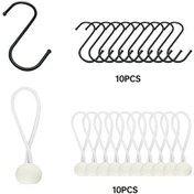Resim Elmpaly Ağır Hizmet Siyah Çadır İpi 10 Adet Çengelli Ve Küre Bağlantılı 122 Lb Dayanıklı 