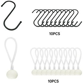 Resim Elmpaly Ağır Hizmet Siyah Çadır İpi 10 Adet Çengelli Ve Küre Bağlantılı 122 Lb Dayanıklı 