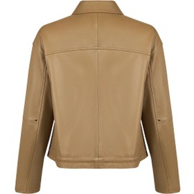 Resim Madlen Kadın Kahverengi Oversize Deri Ceket - Kahverengi / M 