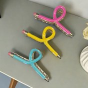 Resim Tek Şık Boho Alaşım Saç Tokası - Metalik Kaplama Dikdörtgen Saç Klipsi, Çok Renk Seçeneği (Pembe, Sarı, Mavi, Mor), Partiler, Doğum Günleri, Paskalya ve Dans Etkinlikleri İçin Sevimli Saç Tokaları 