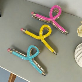 Resim Tek Şık Boho Alaşım Saç Tokası - Metalik Kaplama Dikdörtgen Saç Klipsi, Çok Renk Seçeneği (Pembe, Sarı, Mavi, Mor), Partiler, Doğum Günleri, Paskalya ve Dans Etkinlikleri İçin Sevimli Saç Tokaları 