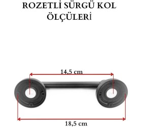 Resim Rozetli Mat Siyah Çekme Kol 14.5 cm Sürgülü Kapı Kolu 1 Adet 