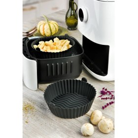 Resim Vienev Silikon Pişirme Kalıbı Hava Fritözü Kalıbı Airfryer Aksesuar Tüm Fritözlere Uyumlu Siyah 