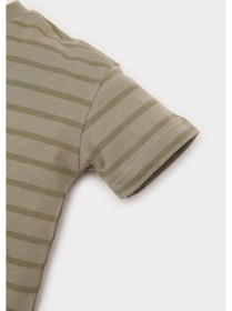 Resim DeFacto Erkek Bebek Bisiklet Yaka Çizgili Kısa Kollu Tişört E5315A525SMKH465 Haki 