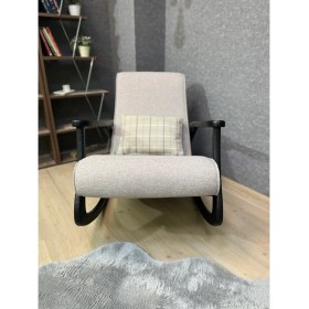 Resim Asedia Ekol Siyah Gri Ahşap Sallanan Sandalye Dinlenme Emzirme Baba Tv Okuma Uzanma Koltuğu Berjer 