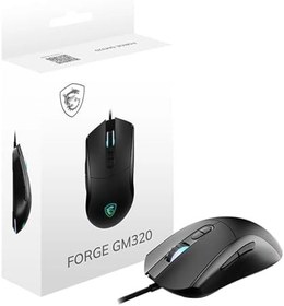 Resim MSI FORGE GM320 Oyuncu Mouse, 12800 DPI Optik Sensör, RGB LED, 7 Düğme, USB 2.0, Siyah, 1.5m Kablo 