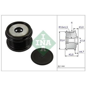 Resim Ina Alternator Kasnağı 535023710 43,5mm Focus 09 Cmax 1.6-2.0tdci KNO-İNA-535023710 